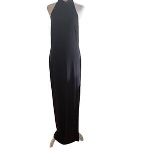 Lulus Flawless Expression Black Mock Neck Halter Maxi Dress Color Black Size XL